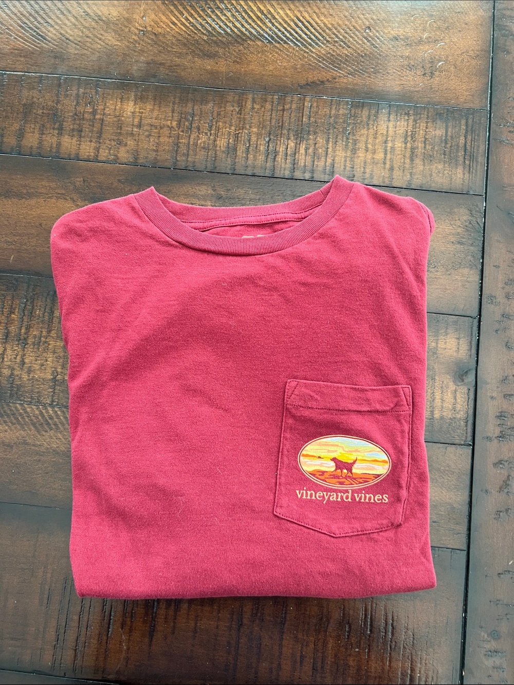 Vineyard Vines Kids Maroon Long Sleeve Pocket Tee